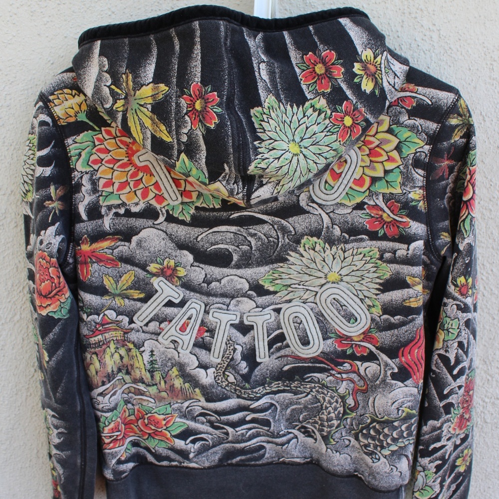 Rare!!! Lucky Brand Tokyo Tattoo Hoodie Sml.